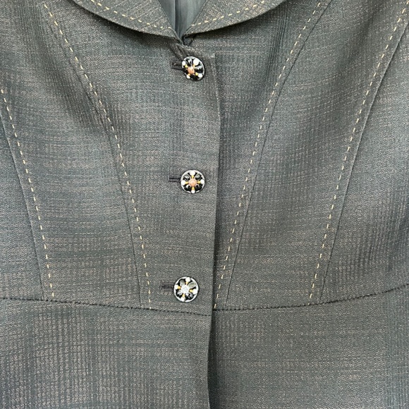 Nine West Classic Skirt Suit, Black Rust Woven Peplum with Stitching, Size 6 - Picture 3 of 16